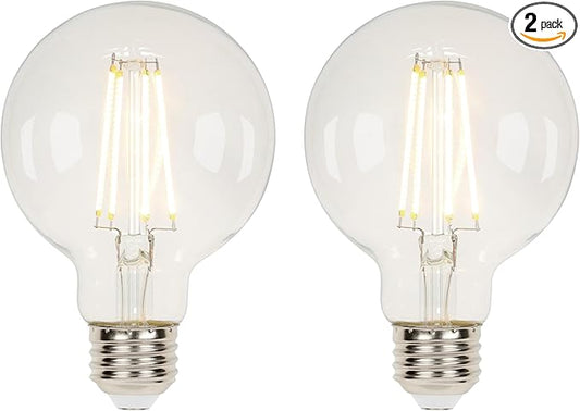 Westinghouse 43172EC2 5.5 Watt (40 Watt Equivalent) G25 Dimmable Clear Filament LED Light Bulb, Medium Base, 2 Pack