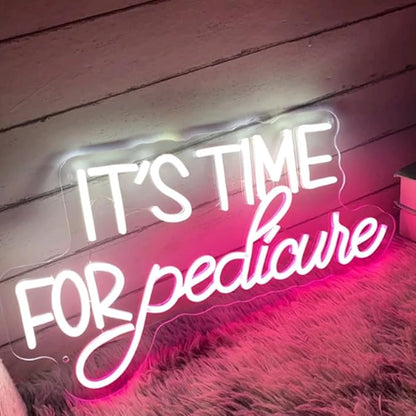 It's Time For Pedicure Neon Sign, Custom Nails Spa Manicure LED Neon Light Beauty Salon Nails Studio Wall Decor Business Decoration Sign USB Size:H11 x W20inches…