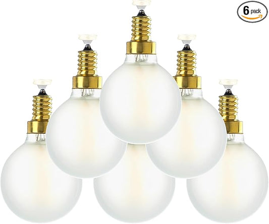Frosted e12 led Globe g16.5 Light Bulb 4W Equal 40 Watt 400lm AC120V e12 Candelabra Bulb 40 Watt for Chandeliers,Ceiling Fan,Vanity Neutral White 4000K Dimmable Light Bulb 6Pack