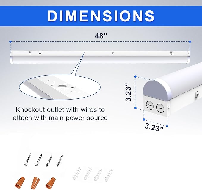 40W LED Linear Strip Lights, 4FT LED Shop Light, 5200LM 5000K 0-10V Dimmable Commercial Indoor Shop Ceiling Lights Fixture for Workshop, Garage, Office, AC100-277V DLC & ETL Listed (4 Pack)