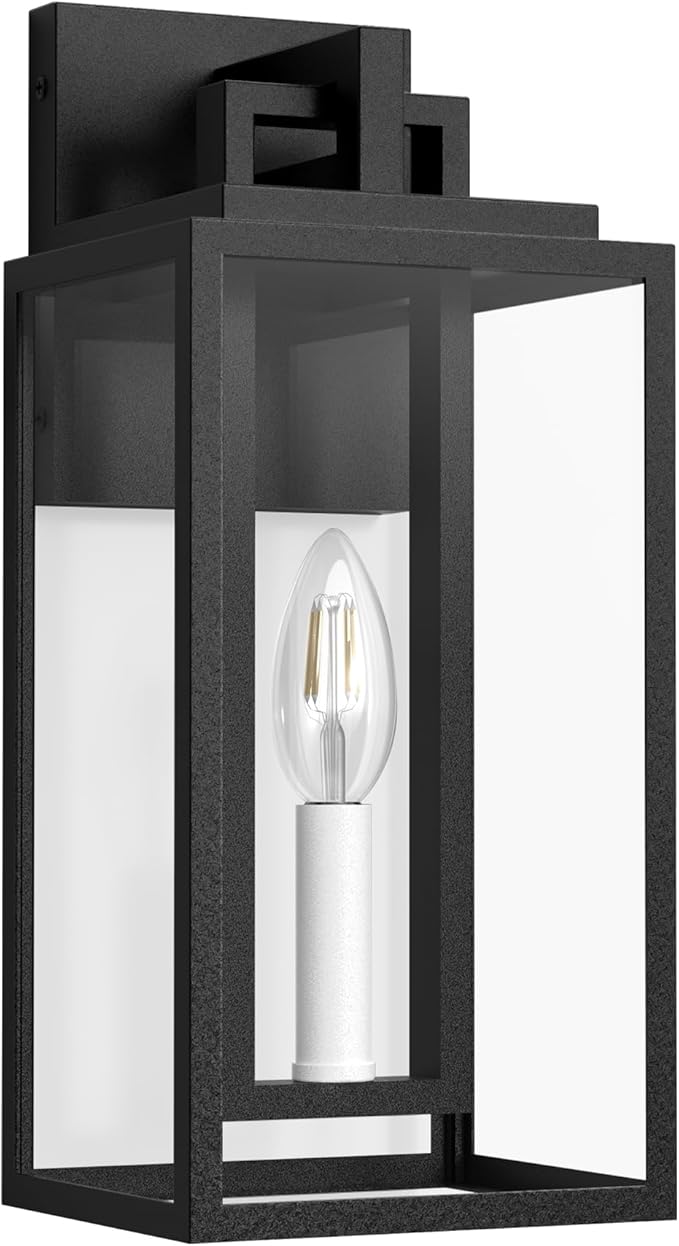 Modern Outdoor Wall Lights, 14In Exterior Lighting Fixtures with White E12 Base, Wall Mount Lantern Waterproof Outside Sconce for House Porch Patio Yard Front Door