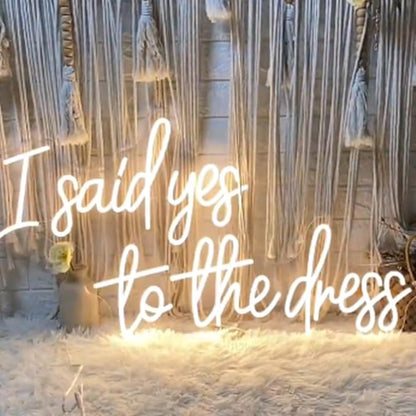 I Said Yes To The Dress Neon Sign, Custom Wedding Dress Shopping LED Neon Light, Bridal Shower Business Store Decor Bride To Be Decorations Size:20"x11"