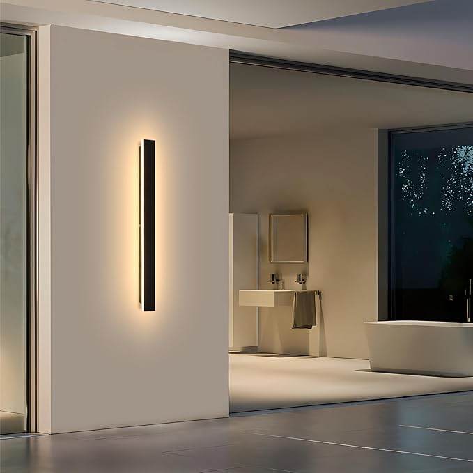 Modern Outdoor Wall Lights 39.4" LED 3000K Outdoor Wall Light for House Exterior Wall Garage Entrance Lighting Fixtures IP65 Waterproof Long Strip Wall Sconces for Doorway Patio Passage