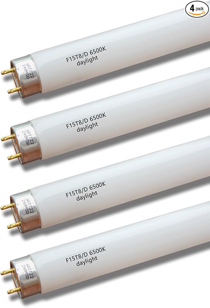 18'' Full Spectrum Daylight 15Watt Aquarium and Plant Light Bulb,Bright White 6500k Fish Tank Fluorescent Tube, Ra83+ High Color Rendering Index