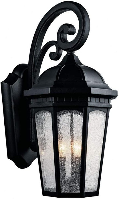 Kichler Courtyard 26.5" 3 Light Outdoor Wall Light with Clear Seeded Glass in Textured Black