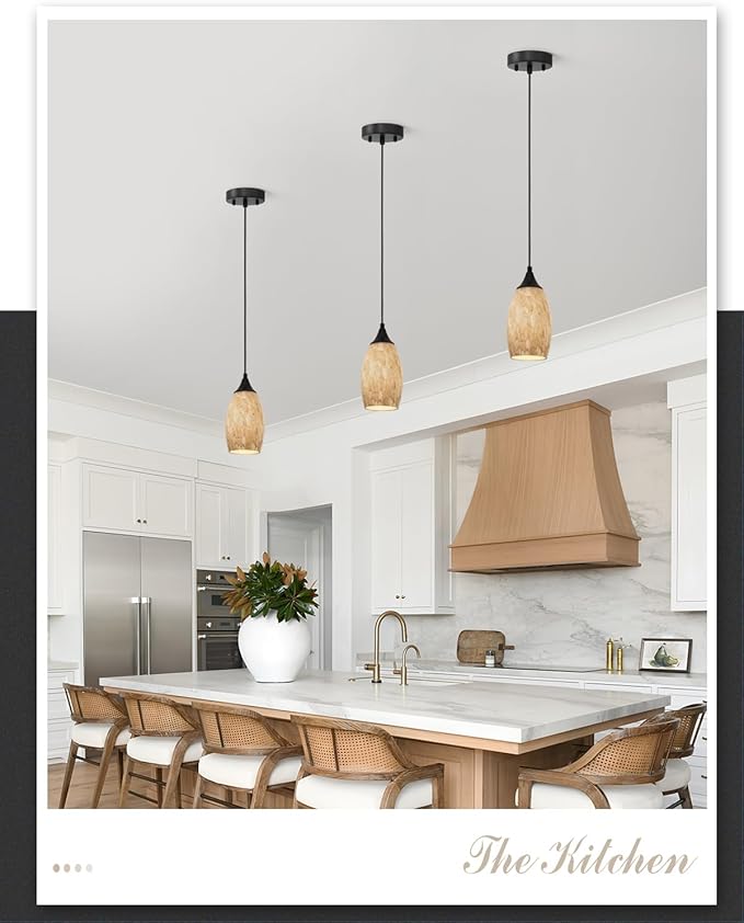 ANYLOVE Vintage Art Brown Pendant Lighting,1-Pack Hand Glass Hanging Light Fixture,Adjustable Cord for Kitchen,Hallway,Dining Room