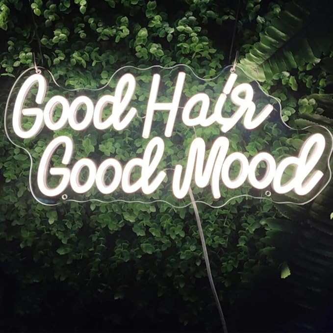 Good Hair Good Mood Neon Sign Salon Art Decor Wall Room Decor for Home Neon Lights for Barbershop Hair Shop Decoration Neon Sign USB Size:50CM