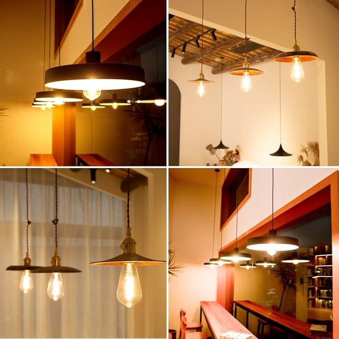 6 PCS Dimmable Vintage LED Edison Bulbs, 6W Equivalent 60 Watt, Warm White 2700K, Antique Flexible Spiral LED Filament Light Bulb, ST58 (ST19), 600 Lumens, E26 Base, Clear Plastic