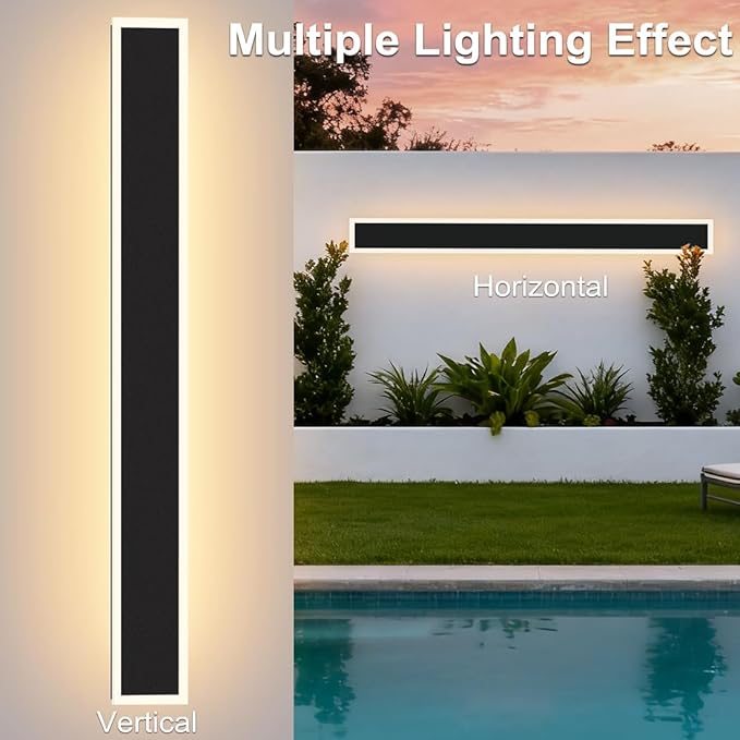 36IN Modern Outdoor Wall Light LED Long Exterior Light Fixture IP65 Waterproof Wall Lamps, Dimmable 30W 2700LM Black Wall Sconce, 3000/4000/5000KSelectable, ETL Listed