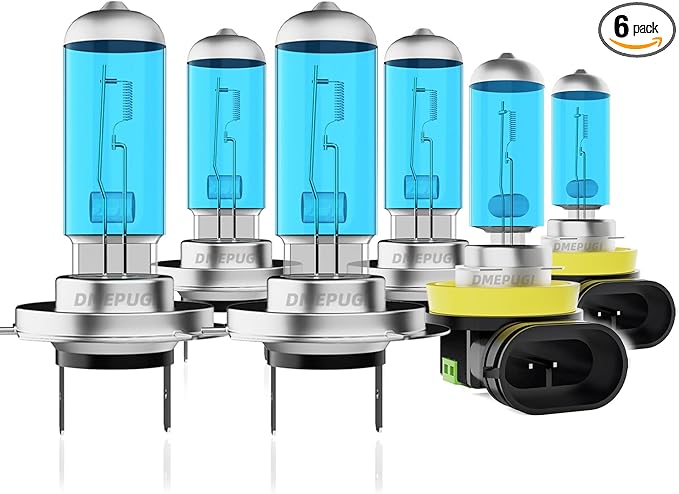Headlight Bulbs compatible with Volkswagen Jetta 2015-2019 halogen Light Bulb, H7 High Beams + H7 Low Beam + H11 Fog Light,6000k white,Plug N Play,Pack of 6