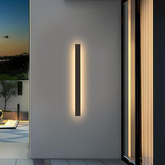 Porch Wall Lights 47.2" Black Outdoor Wall Light 3000K Modern Waterproof Anti Rust Exterior Wall Sconces Long LED Linear Exterior Lighting Fixtures for Patio Garage Garden Swimming Pools