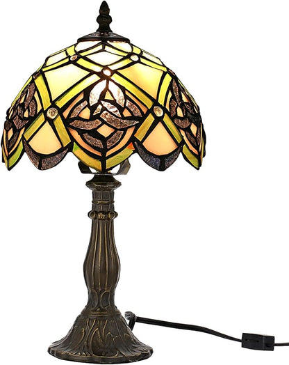 KY&BOSAM Tiffany Table Lamps Irish Celtic Stained Glass Light Lamp 17500 Lumen Style Shade E26 Bulb Holder Metal Base 8*8*14 Inch Memory Gifts Bedroom Living Room Kitchen Office St Patrick's Day Decor