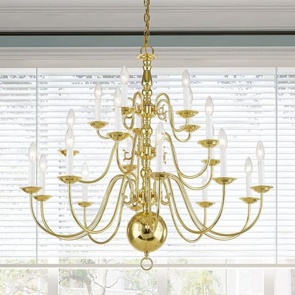 Livex Lighting 5019-02 Williamsburgh 20-Light Chandelier, Polished Brass, 33" x 1" x 33"