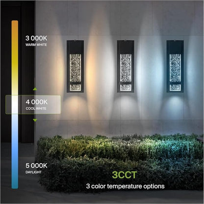 ASD LED 13" Bubble Glass Wall Light Fixture, Outdoor Dusk to Dawn Sconce | 3CCT, Waterproof, Photocell, ETL Listed | 12W 500LM 3000-5000K 120V | Exterior Lantern, Porch Lighting | Black