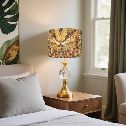 Floral Lamp shade for table lamps and floor lamps Bamboo Made With Tropical Plants green Design, Art deco drum lamp, Rustic And Elegant(11.8 * 9Inch) (Tropical Leaf A)