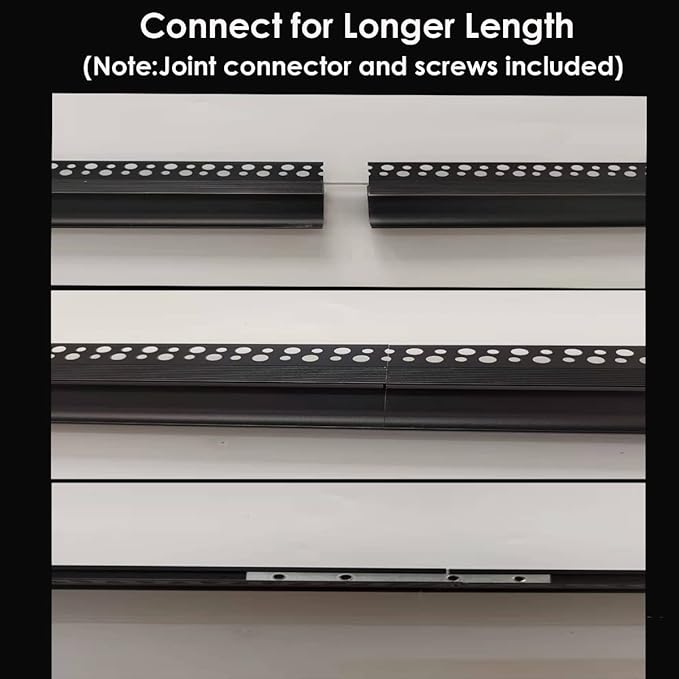 Besseto Black Baseboard LED Aluminum Channel,3 x 2m Toe Kick LED Strip Light Aluminum Channel Profile Skirtingboard Baseboard Light for Living Room Bedroom Kitchen Home Theater(3Pack 2M/6.6FT)