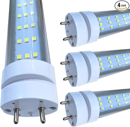 4 Pack, 4FT LED T8 Type A+B Tube Lights, 30W(80W Equivalent), 4000LM, 6000K, Clear Cover, Single or Double End Powered, Ballast Bypass, 4 Foot T10 T12 Fluorescent Bulbs Replacement