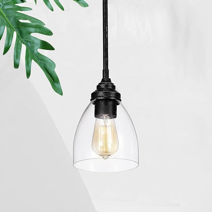 Bell Shade Lighting Fixture Glass Shade Replacement, 5.9"W x 5"H, 1-5/8 Inch Fitter, 3 Pack Clear Glass Shade Globe Cover for Chandelier Pendant Light Wall Sconce