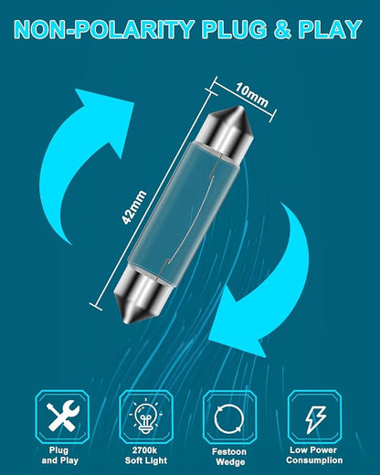 Xenon Festoon Light Bulb 12v 10W Festoon Bulb Under Cabinet Light Bulbs T3 42mm Festoon UnderCabinet Bulb 2700K 12 PCS