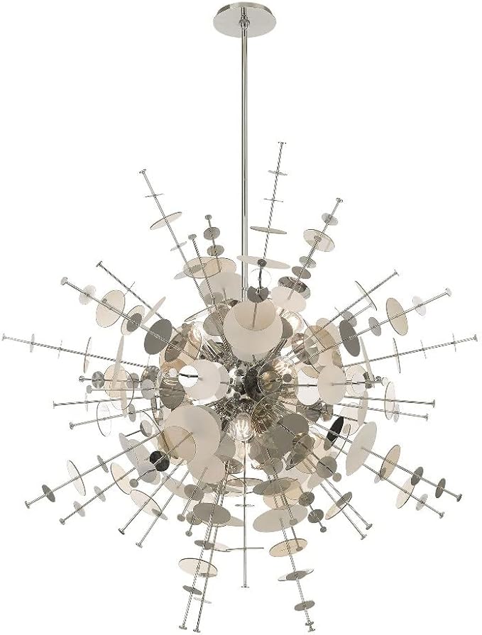 Livex Lighting 40079-05 Circulo - Twelve Light Grand Foyer, Polished Chrome Finish with Chrome Discs Glass