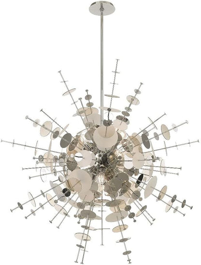 Livex Lighting 40079-05 Circulo - Twelve Light Grand Foyer, Polished Chrome Finish with Chrome Discs Glass