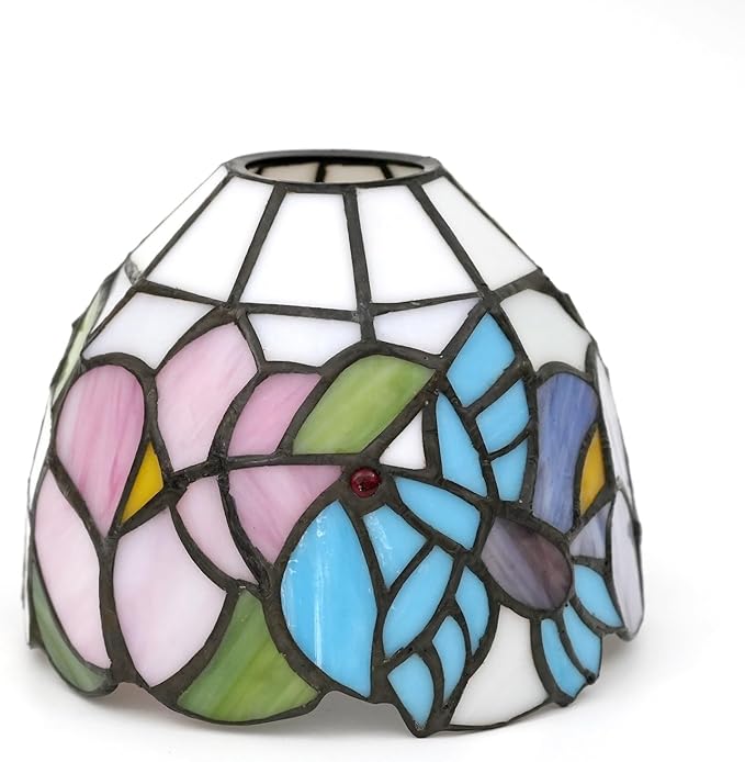 Tiffany Lamp Shades, 6 Inch Birds Flowers Stained Glass Lamp Shade Replacement Home Decor Lampshades Accessories Fit for Pendant Light Ceiling lights Wall lamp