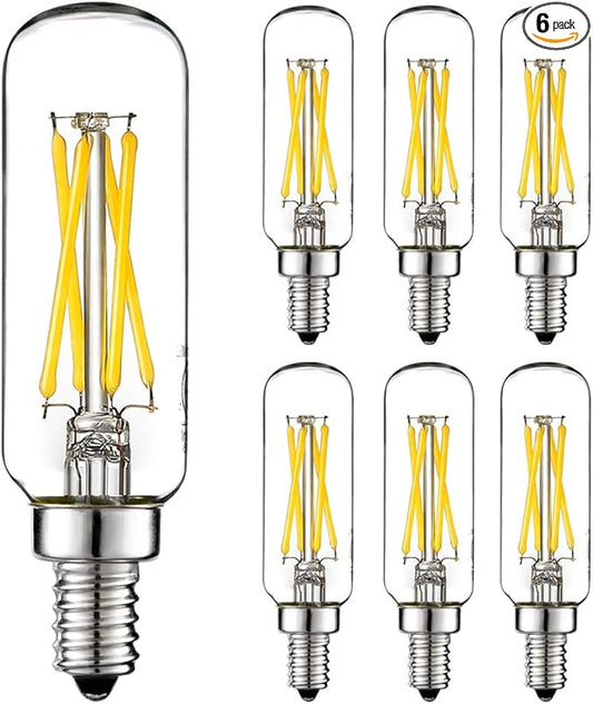 LiteHistory E12 led Bulb Dimmable 4W Equal 40W led Candelabra Bulb Daylight 5000K Clear T6 T25 E12 Edison Bulb for Ceiling Fan,Chandelier AC120V 400LM 6Pack