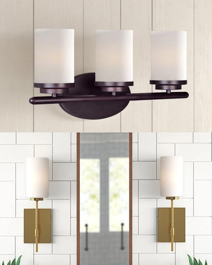 3-Pack White Frosted Glass Shade, Glass Lamp Shade Covers Replacements for Light Fixtures, 1-5/8-inch Fitter Globes & Shades for Chandelier Wall Sconces Pendant Lights Bath Vanity Lights