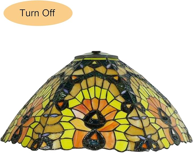 18-Inch Large Tiffany Lamp Shade Replacement, Only Vintage Stained Glass Rose Peacock Hat Lampshades fit for Table Lamps Floor Lamps Desk Bedside Reading Lighting,Peacock