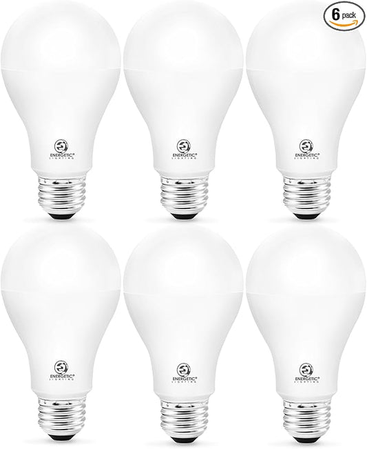 ENERGETIC SMARTER LIGHTING 6 Pack 150 Watt Light Bulb, 2600LM Super Bright Light Bulb, Warm White 3000K, E26 Base, A21 High Lumens LED Bulb, Non-Dimmable, UL Listed