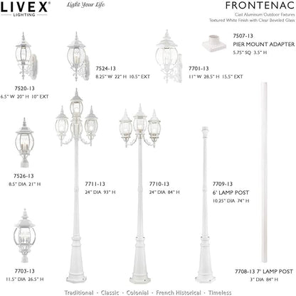 Livex Lighting 7526-13 Outdoor Post Top Light with Clear Beveled Glass Shades, White