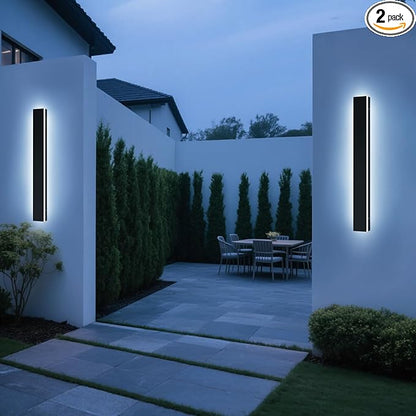 Upgrade Widened 2 Pack 31.4inch Modern Outdoor Wall Sconce, 3 Color 3000K/4500K/6000K, 31W, IP65 Waterproof Long Linear Wall Lights, Minimalist Garage Lamp Lighting for Balcony, Patio, Porch