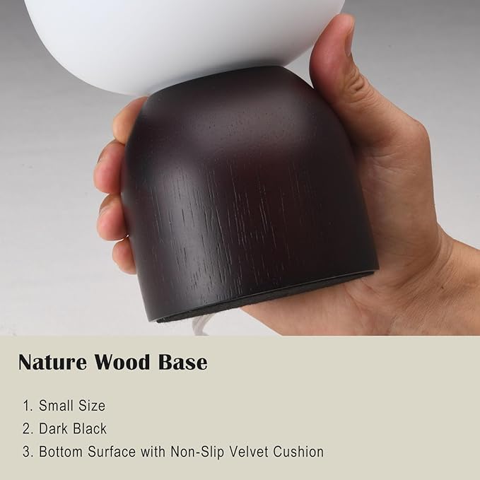 Small RGB Table Lamp for Bedroom, Remote Control Color Changing Desk Lights, with White Opal Glass Lamp Shade, for Living Room Nightstand,Black Wood
