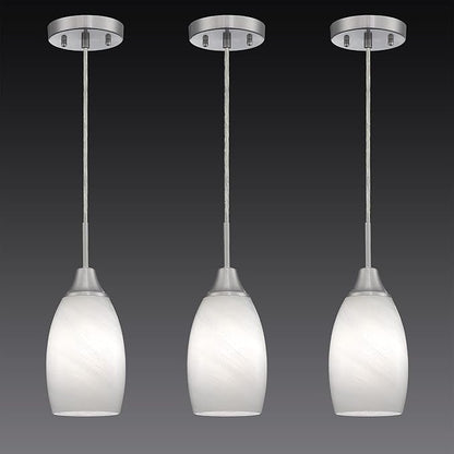 Mini Glass Pendant Light 4.72" White Swirl Pendant Lights 3-Pack Handblown White Art Oval Glass Hanging Pendant Light for Kitchen Island Dining Room Living Foyer Hallway Entry