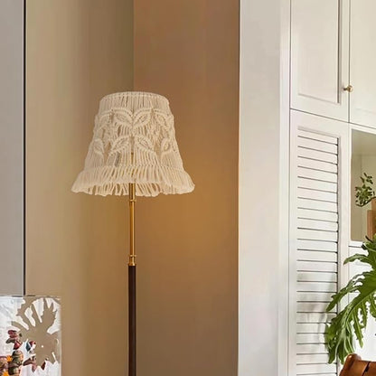 White Ivory Bell Lamp shade Medium Boho Lampshade 7.5``Top x 12``Bottom x 11``High(Spider) Handmade Woven Lamp shade for Table Lamp & Bedside Lamp - Replacement Tassel Lampshade