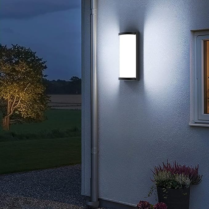 Sytmhoe Modern Outdoor Wall Lights,Exterior Wall Sconce Lighting Fixtures,LED Wall Mounted Lamps,Matte Black Porch&Patio Light,IP65 Waterproof for Hallway Stairs Gardens(6000k)