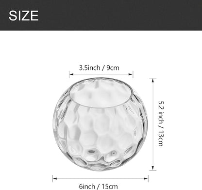 3 Pack Fixture Replacement Globe Shade, 6 Inch Diameter, E26 Base 1-5/8 Inch Fitter, Glass Globe Lampshade Cover for Pendant Wall Sconce Chandelier Vanity Light (3 Pack 6 Inch Clear Hammered Glass)