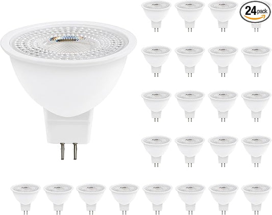 MR16 LED Bulb 50W Halogen Equivalent,3000K Warm White,5W MR16 GU5.3 12-36V AC&DC Spotlight Bulb,38° Beam Angle for Landscape,NO-Dimmable,24pack.