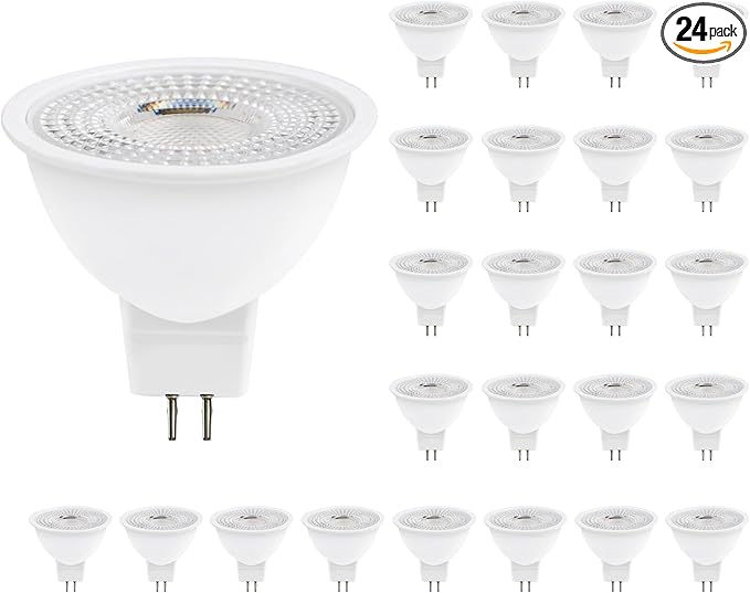 MR16 LED Bulb 50W Halogen Equivalent,2700K Warm White,5W MR16 GU5.3 12-36V AC&DC Spotlight Bulb,38° Beam Angle for Landscape,NO-Dimmable,24pack.