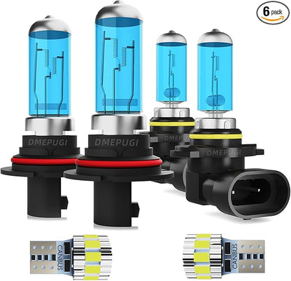 Light Bulbs Compatible with Nissan Murano 2003-2007, High Performance Halogen Headlight Bulb And License Plate Lights Combo, 9007 9006 High Low Beam Fog Lights, Plug and Play, Pack of 6