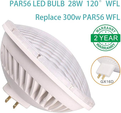 BAOMING PAR56 WFL LED Bulb Neutral White (4000~4500K) Replace Standard PAR56 300 Watt Halogen Light 28W 120°Deg AC/120V Base Type: GX16D