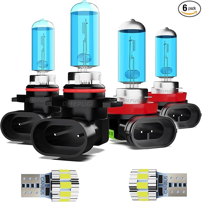 Headlight Bulbs License Plate Lights Fit For Toyota RAV4 2016 2017 Light Bulbs,9012 Hir2 High/Low Beam Lights + h11/h9/h8 Fog Lights + T10 License Plate Lights,6000K White, Pack of 6