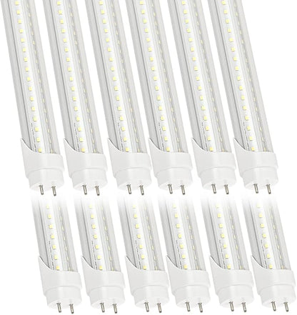 12-Pack 4FT T8 LED Light Bulb 40W (100W Fluorescent Equivalent) G13 Bi Pin with Bright White Dual-Row LEDs 4 Foot Shop Lights T8 T10 T12 Bulbs Replacement