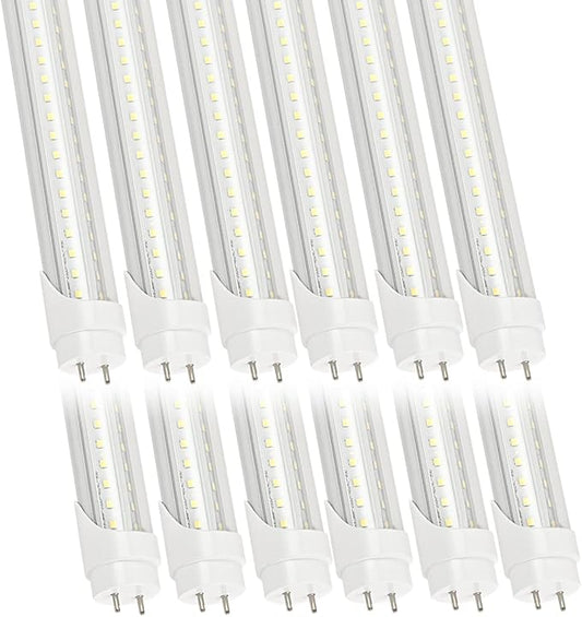 12-Pack 4FT T8 LED Light Bulb 40W (100W Fluorescent Equivalent) G13 Bi Pin with Bright White Dual-Row LEDs 4 Foot Shop Lights T8 T10 T12 Bulbs Replacement