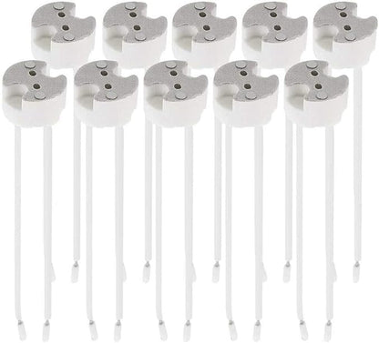 Bioluz LED 10 Pack MR16 Light Socket for Halogen and LED, fits All GU5.3 Sockets, Ceramic Base with Silicon Wire Also fits MR11 and G4 (Pack of 10)