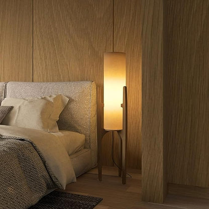 Ozarke Zen Modern Floor Lamp - Fabric Shade & Wood Frame Mid-Century 44 Inch Standing Corner Light for Bedroom, Living Room & Home Decor - E26 Bulb Warm 3000K (Dark Bronze)