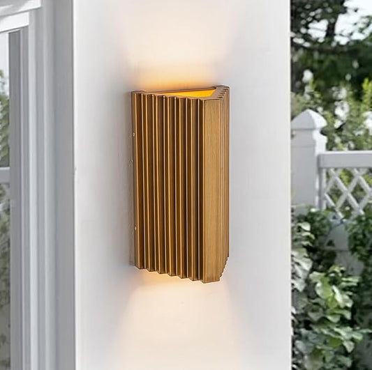 11" Modern Outdoor Wall Lights Hand-Brushed Vintage Gold LED Exterior Lighting Fixtures Outdoor Wall Sconce Light for House Exterior Garage Porch Patio