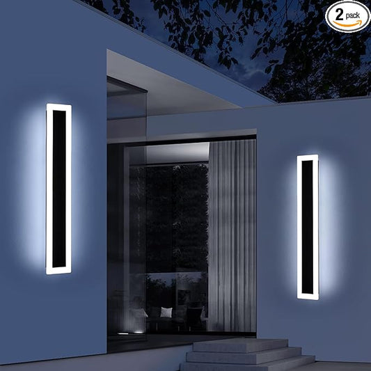 Upgrade Widened 2 Pack LED Outdoor Wall Sconce, 39.3inch Modern Minimalist Wall Mount Lights, 3 Color 3000K/4500K/6000K, 36W, IP65 Waterproof, Outside Lighting Fixture for Courtyard, Balcony, Patio