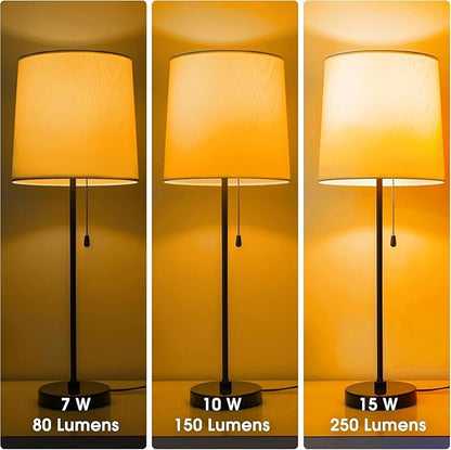 Briignite Amber Light Bulbs, 2 Pack, 3 Way LED Light Bulbs 50 100 150W Equivalent, 1800K Amber Warm Bulbs, Perfect for Reading, Three Way A19 E26 Medium Base