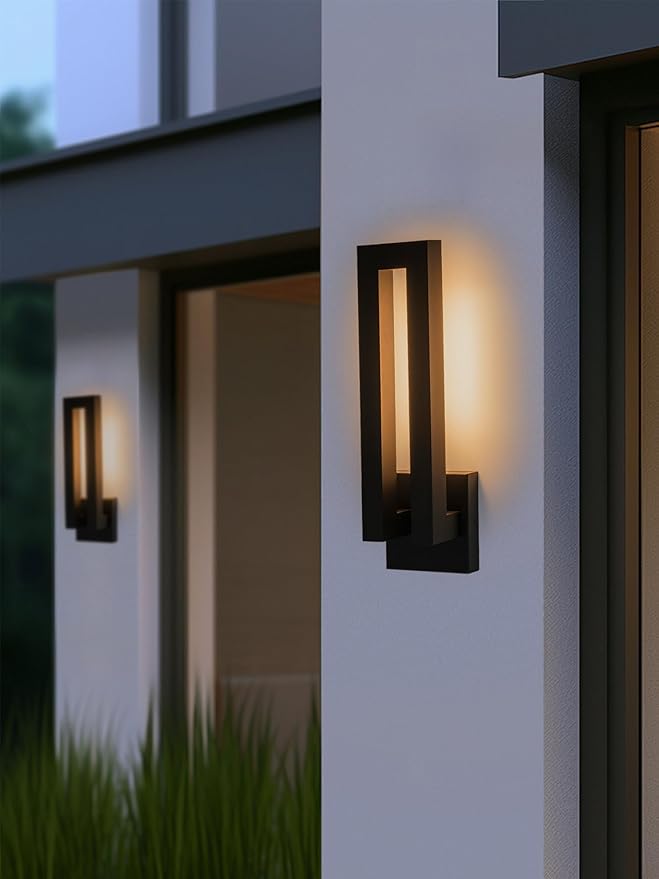 Modern Outdoor Wall Lights, 18 inch LED Long Wall Sconce, Black Exterior Led Porch Light Fixture Wall Mount, Waterproof Outdoor Sconce Lighting for House, Patio